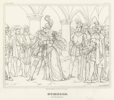 Othello, Act II, Scene 1 by Friedrich August Moritz Retzsch
