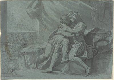 Embracing Lovers in Classical Dress / A Woman in Classical Dress Looking Up by Friedrich Heinrich Füger after Raphael