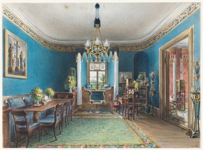 The Blue Room, Schloss Fischbach, 1846 by Friedrich Wilhelm Klose