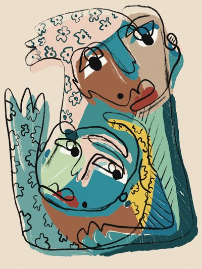Abstract Faces Embrace by GIovanna Gil Alves