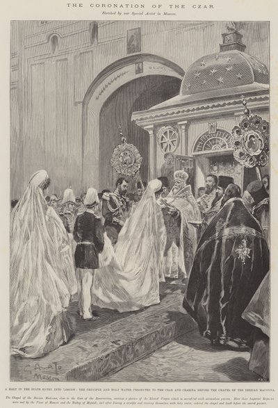 The Coronation of the Czar, a Halt in the State Entry into Moscow, the Crucifix and Holy Water presented to the Czar and Czarina before the Chapel of the Iberian Madonna by G.S. Amato
