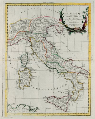 Political Map of Italy, Engraving by G. Zuliani from Volume IV of the "Newest Atlas" by G. Zuliani