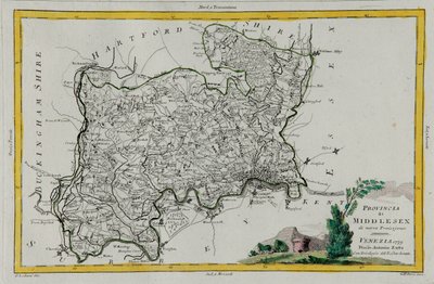 Province of Middlesex, Engraving by G. Zuliani from Tome I of the "Newest Atlas" by G. Zuliani