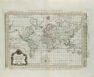 World Map and a General Description of the Globe, Engraving by G. Zuliani from the Newest Atlas by G. Zuliani