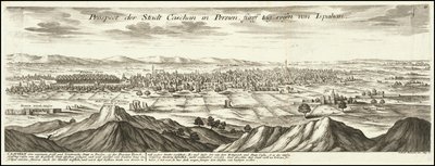 1720 illustration - Prospect of the city of Kashan in Persia five days journey from Isfahan by Gabriel Bodenehr