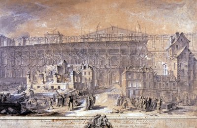 Building of the Louvre, Paris by Gabriel de Saint-Aubin