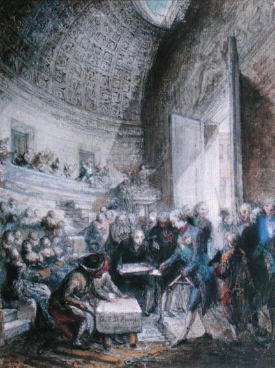Louis XVI (1754-93) Laying the First Stone of the Royal Academy of Surgery by Gabriel de Saint-Aubin