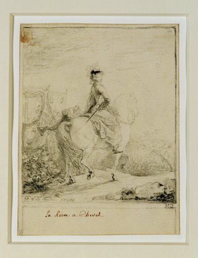 Marie-Antoinette on horseback by Gabriel de Saint-Aubin