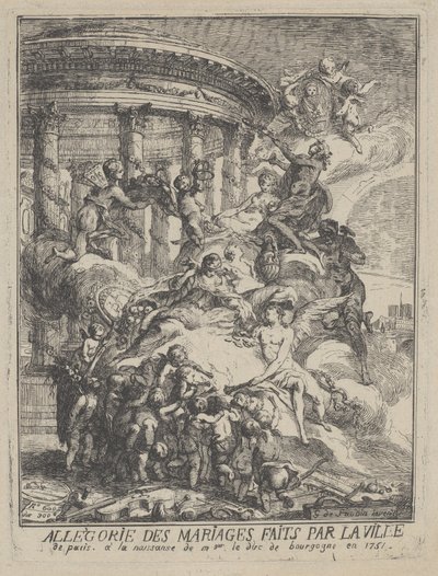 Allegory of Marriages Made by the City of Paris at the Birth of the Duke of Burgundy, 1751 by Gabriel de Saint-Aubin