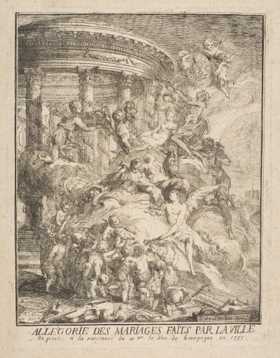 Allegory of Marriages Made by the City of Paris at the Birth of the Duke of Burgundy by Gabriel de Saint-Aubin