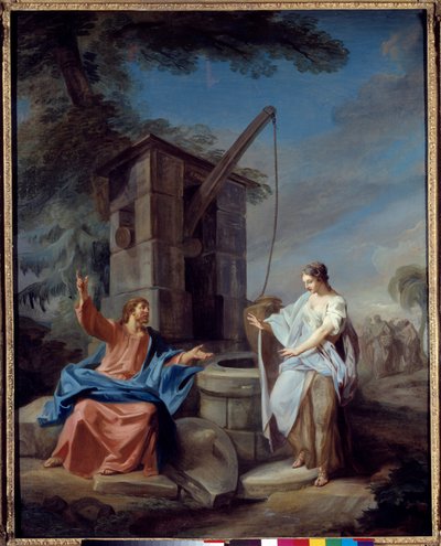 Christ and the Samaritan. Painting by Gabriel de Saint Aubin (1724-1780) by Gabriel de Saint-Aubin