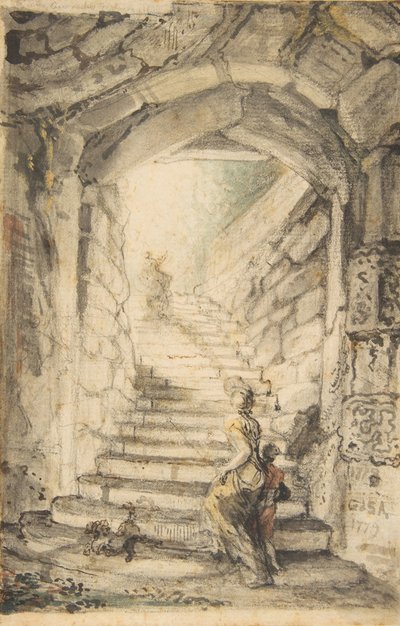 The Curving Stair, 1778-79 by Gabriel de Saint-Aubin