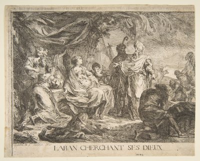 Laban Searching for His Gods by Gabriel de Saint-Aubin
