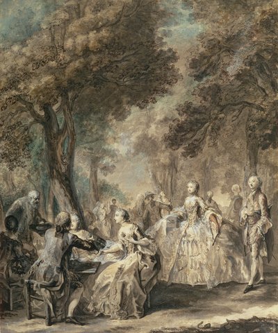 Parisians out for a Walk, 1760-1 by Gabriel de Saint-Aubin