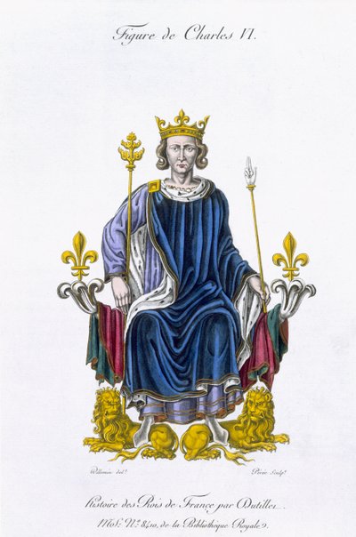 Figure of Charles VI, Engraved by Amedee Peree, from 