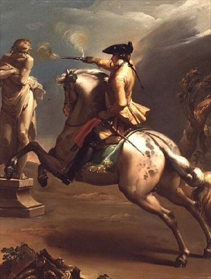 An Allegory: A Young Horseman Firing a Pistol at a Statue of an Old Man by Gaetano Gandolfi