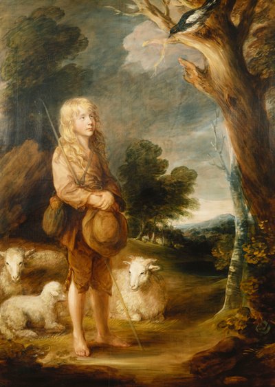 A Wooded Landscape with a Shepherd Boy Listening to a Magpie, and Three Sheep by Gainsborough Dupont