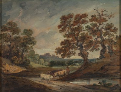 Landscape: Three Cows in Center Foreground by Gainsborough Dupont