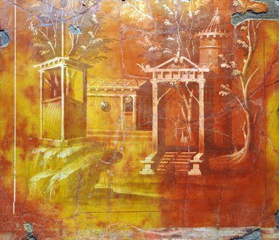Roman Art: Architectural Landscape with Temple and Sacred Portal from Villa Papiri by Gallo Roman