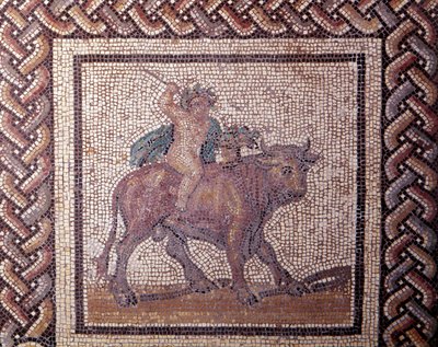 Mosaic Paving Representing a Rustic Calendar: Allegory of Spring Rides on a Bull by Gallo Roman