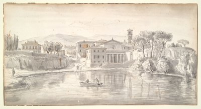 Church and Houses along a River by Gaspar van Wittel