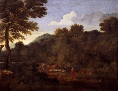 Landscape with flock of sheep by Gaspard Poussin Dughet