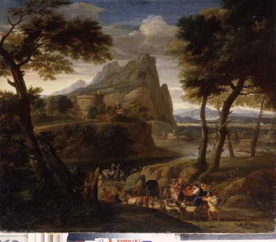 Landscape with Caravan by Gaspard Poussin Dughet