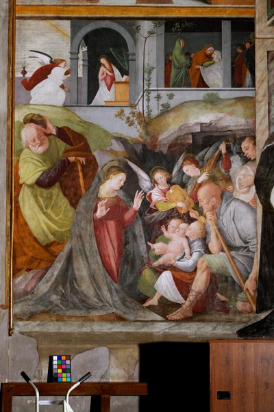 Adoration of the Shepherds with Musician Angels, Annunciation and Visitation by Gaudenzio Ferrari