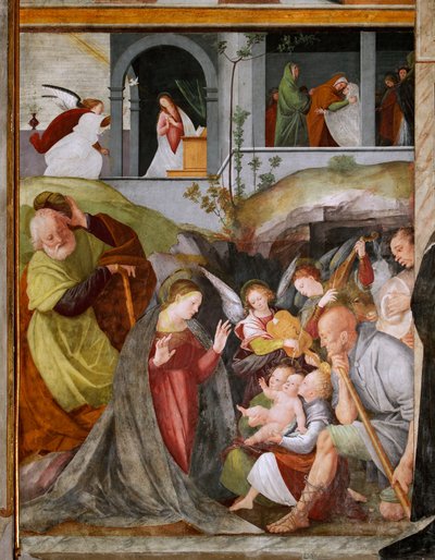Adoration of the Shepherds with Musician Angels, Annunciation and Visitation by Gaudenzio Ferrari