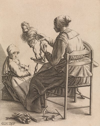 A Woman Spinning by Geertruydt Roghman