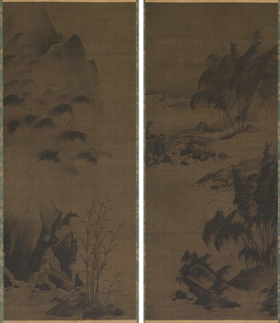 Bamboo in Rain; Bamboo in Wind by Genga