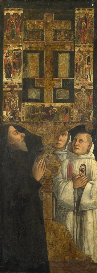 Cardinal Bessarion and Two Members of the Scuola della Carità in Prayer with the Bessarion Reliquary by Gentile Bellini