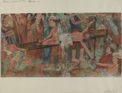 Station of the Cross No. 11: Jesus is Nailed to the Cross by Geoffrey Holt