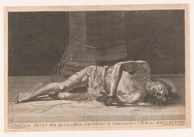 Christ After the Scourging (title on object: O Immense Piety Through Whom All Things Stand, Lest You Fall, He Lies Down So You May Rise, He Dies So You May Live) by Georg Andreas Wolfgang
