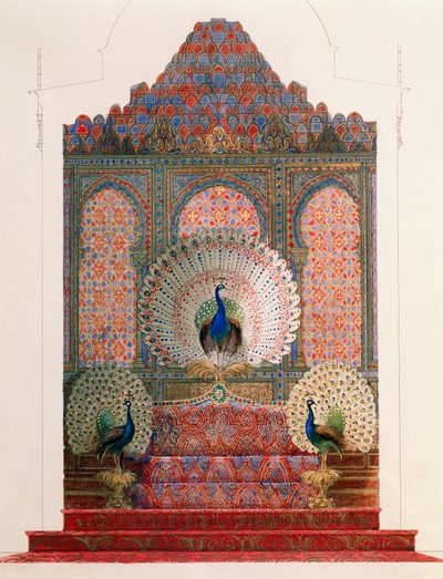 Design for Peacock Throne of Moorish Cloister in Royal Castle of Ludwig II in Linderhof by Georg Carl Heinrich Dollmann
