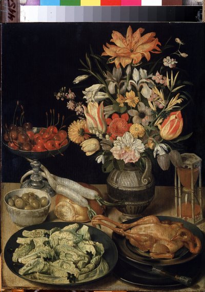 Still Life with Flowers and Snack by Georg Flegel