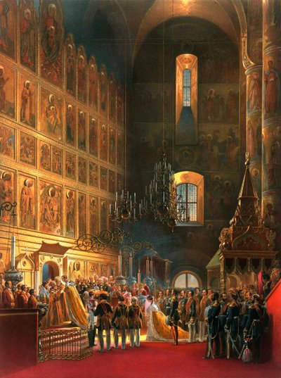 The anointing of Tsar Alexander II of Russia, Moscow, 1856 by Georg Wilhelm Timm