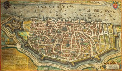Belgium, Antwerp from Civitates Orbis Terrarum by Georg Braun and Hogenberg Franz