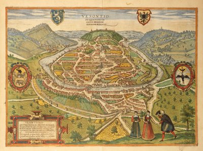 Map of Besancon from Civitates Orbis Terrarum by Georg Braun by Georg Braun and Hogenberg Franz
