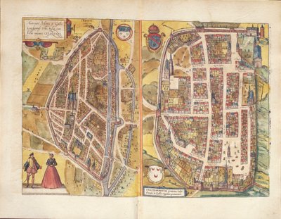 Map of Chateaudun and Chartres by Georg Braun and Hogenberg Franz
