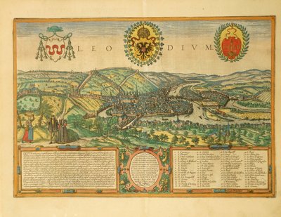 Map of Liege by Georg Braun and Hogenberg Franz