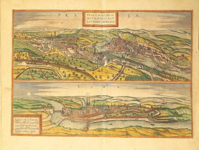 Prague and Cheb, Eger from Civitates Orbis Terrarum by Georg Braun and Hogenberg Franz