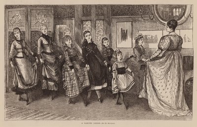 A Dancing Lesson (engraving) by George (after) Du Maurier