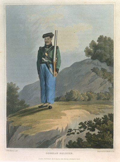 Gorkah Soldier, from Journal of a Route Across India and Through Egypt, Engraved by R. Havell and Son, Published by John Murray by George Augustus Fitzclarence