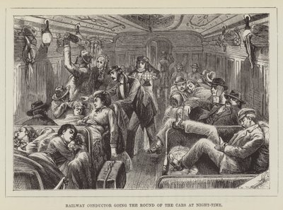 Railway Conductor Going the Round of the Cars at Night-time by George Augustus Sala