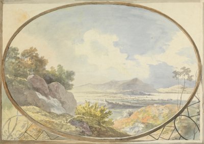 Landscape Set in an Oval (Mountain Landscape Through an Oval Window) by George Barret