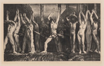 The Barricade, First Stone by George Bellows