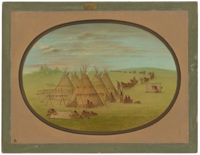 A Little Sioux Village by George Catlin