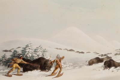 Buffalo Hunt, On Snow Shoes by George Catlin