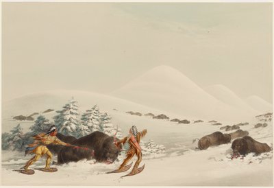 Buffalo Hunt, On Snow Shoes by George Catlin
